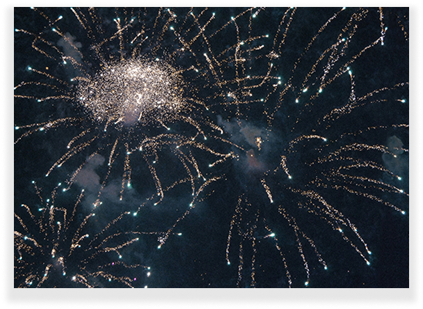 Fireworks in a dark night sky